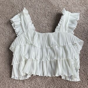 White Ruffled Women's Top